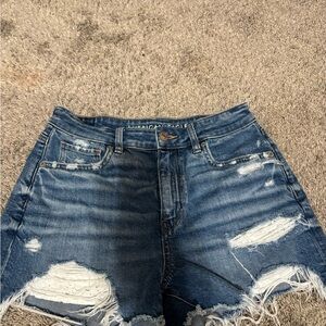 American Eagle Outfitters Women's Ripped Blue Jean Shorts